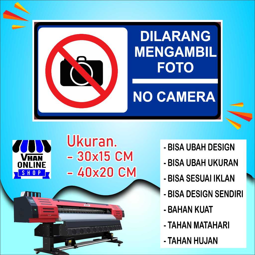 

Cetak Sticker Dilarang Mengambil Gambar Bahan Kuat Biru