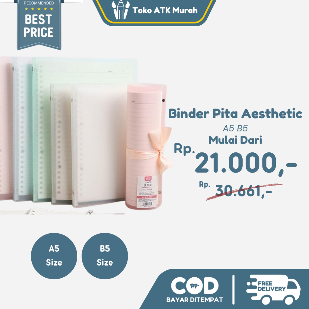 

Buku Binder Pita Transparan Clear Bening A5 B5 Binder Loose Leaf