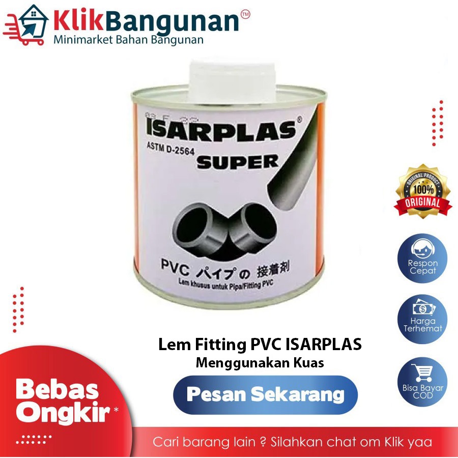 LEM PIPA ISARPLAS KUAS 400GR / LEM FITTING PVC ISARPLAS / LEM PVC / LEM PIPA
