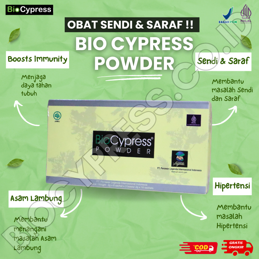 BioCypress ASLI Sachet Powder Obat Herbal Bio Cypress Solusi Mengatasi Stroke, Diabetes, Asam Lambun