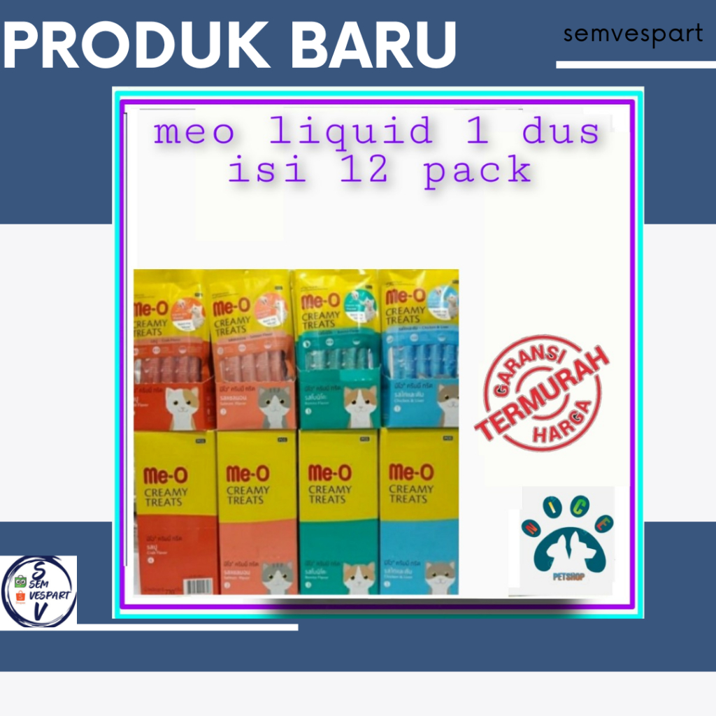 Meo Liquid 1 dus isi 1 Pack / Cemilan Snack Kucing Me- O Creamy Treats