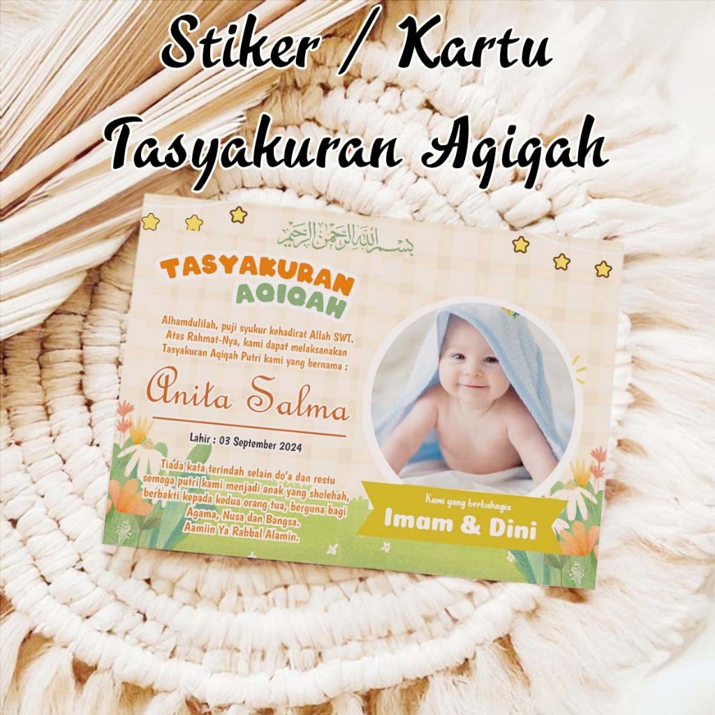 

Sticker Tasyakuran Aqiqah / Undangan Aqiqah / Stiker label Syukuran aqiqah anak / kartu sticker Tasyakuran Aqiqah costume