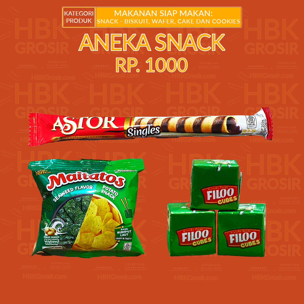 

Aneka Snack 1000an - Satuan dan Bundle [HBK GROSIR - Hemat Beragam Komplit]