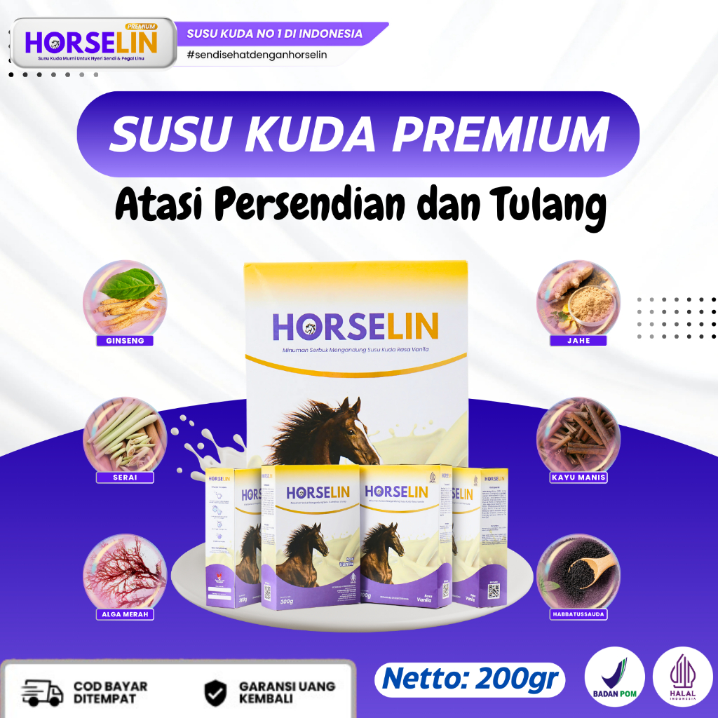 

Horselin Susu Kuda Liar Premium Asli Sumbawa Atasi Nyeri Sendi Tulang dan Otot Original 200GR 5 BOX
