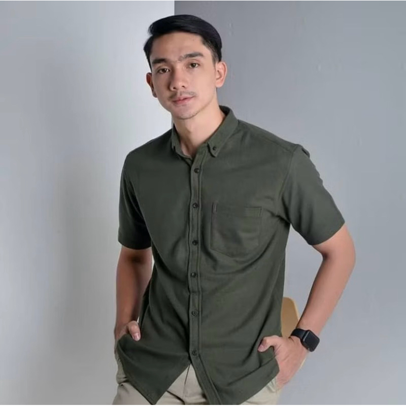 ARMY L XL KEMEJA COWOK DEWASA KAIN KATUN