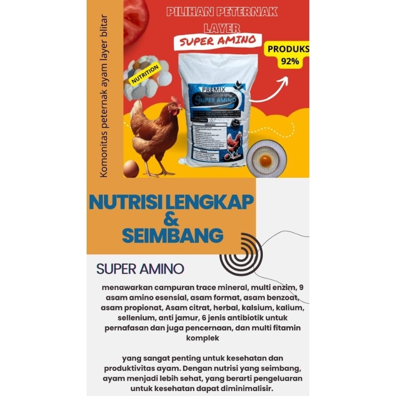 PREMIX AYAM LAYER PETELUR, SUPER AMINO, PRODUKSI MAKSIMAL