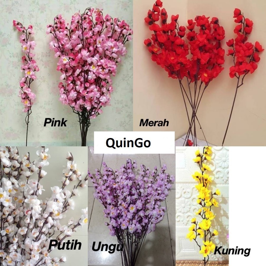 Bunga Meihwa Tangkai Dekorasi Imlek Pohon Sakura Pohon Meihua Sakura Imlek Sincia Angpao 70cm