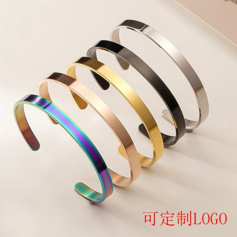 Gelang Plat Polos 8mm Stainless Premium / Gelang Bangle Stainless Resizeable / Stainless Steel Cuff 