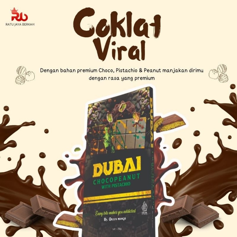 

BEST SELLER COKLAT Dubai Chocopeanut dengan Pistachio by Queen Mango