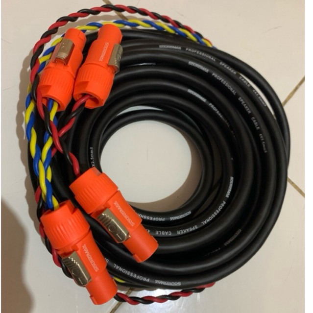 10METER KABEL SPEAKER SOUNDMAX 4x2,5 ORIGINAL PLUS JACK SPIKON SOUNDMAX ORANGE
