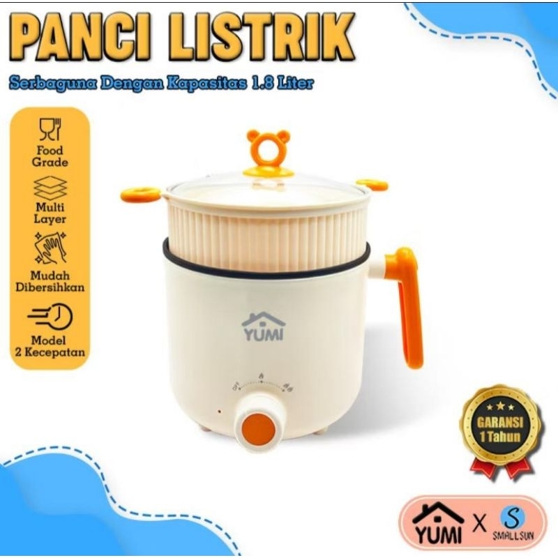 Panci listrik serbaguna 1.8 liter Panci Penggorengan Elektrik anti Lengket elektrik multifungsi