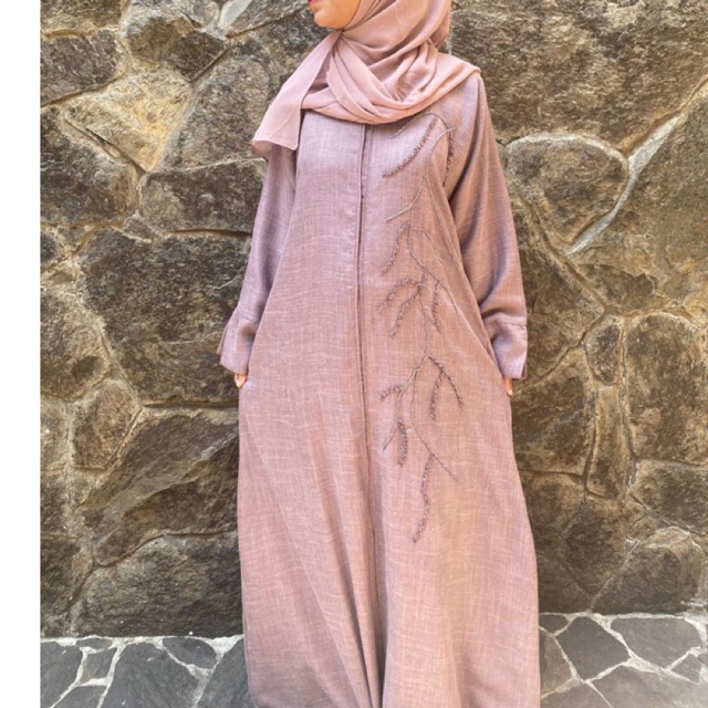 abaya linen payet cristal