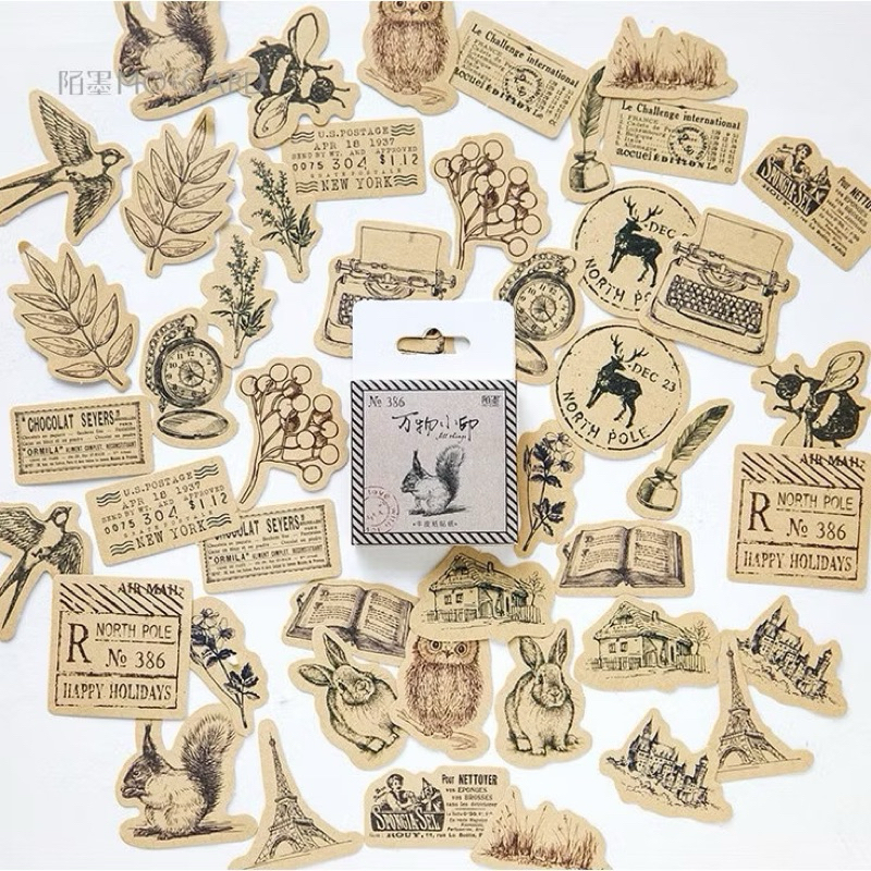 

45pcs (1 BOX) Sticker WILDLIFE Decor Planner DIY Journaling Stiker Dekorasi Jurnal