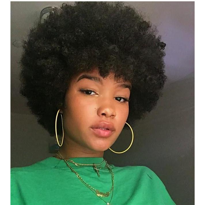 Wig Sintetis Wig rambut Afro Rambut keriting Afro
