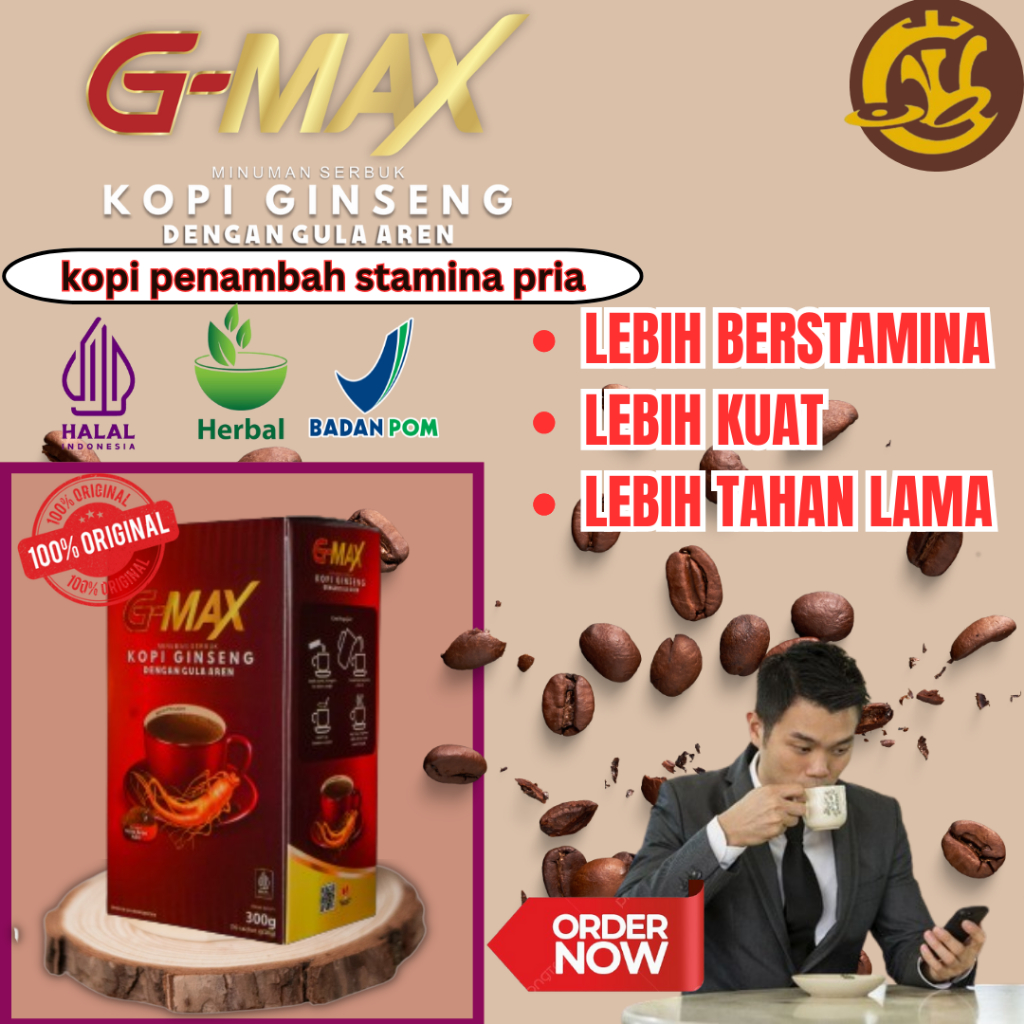 

KOPI G-MAX ORIGINAL kopi ginseng herbal kesehatan penambah stamina pria BPOM