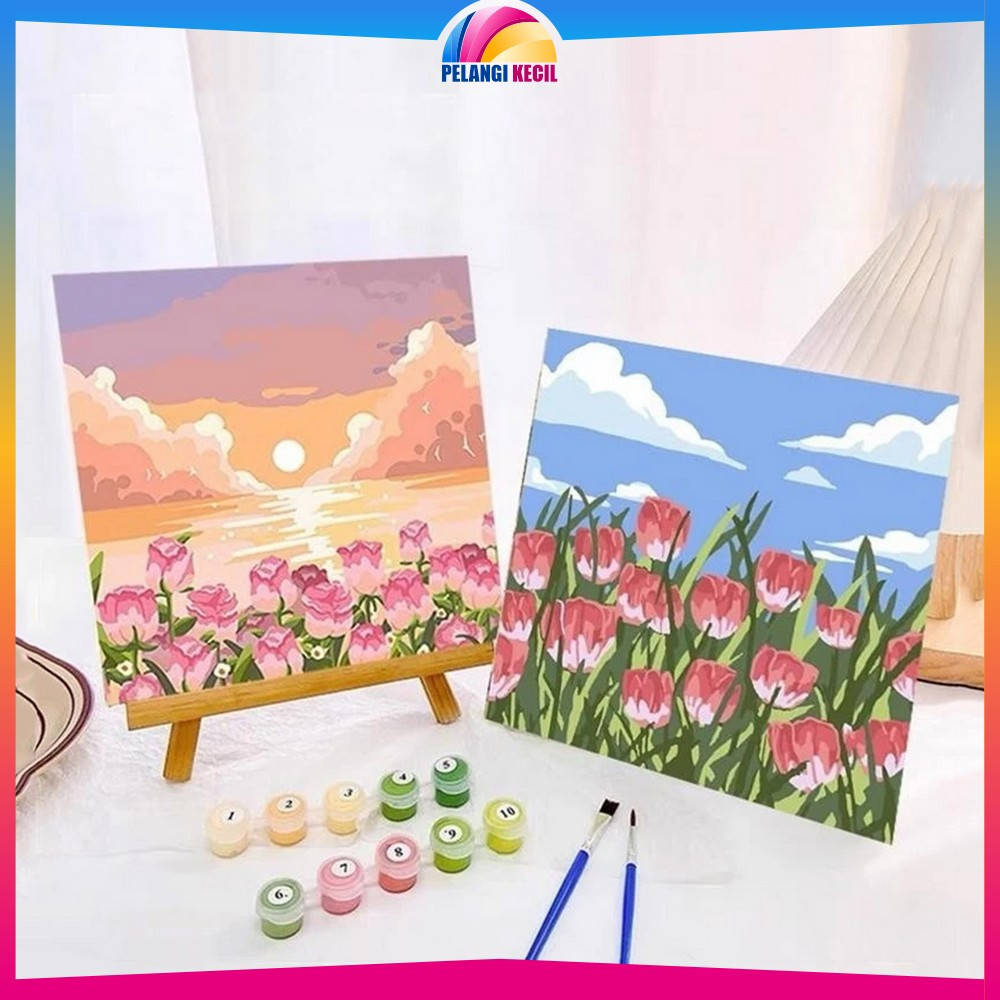 

Paint By Number Kit Uk 20x20cm Kanvas Siap Lukis Bunga Pemandangan / Wall Decoration Diy Digital Painting Canvas / Lukisan Canvas Acrylic Aesthetic Pelangi Kecil A110