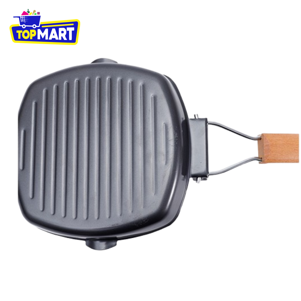 TOPMART - Alat Pemanggang Daging / Square Grill Pan Tahan Lama & Merata - Untuk Kompor Gas & Listrik