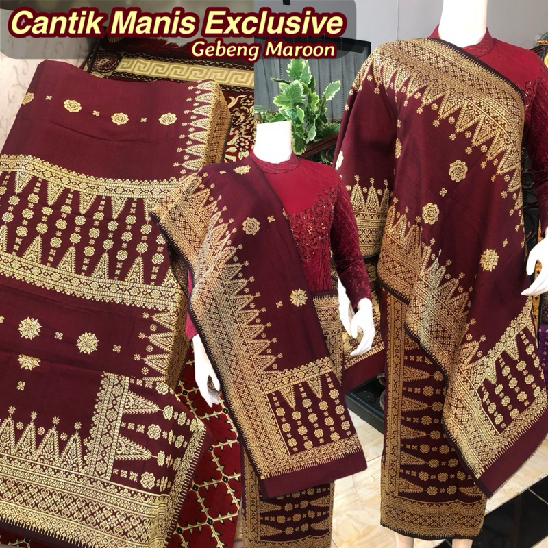 Songket Cantik Manis Exclusive Maroon Gold /songket tenun asli palembang /ilham songket palembang /s