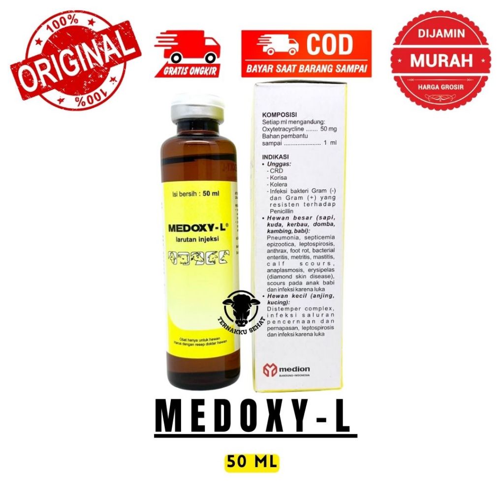 MEDOXY L 50ML - Obat Anti Infeksi Hewan Spektrum Luas Sapi Kambing Babi Ayam Unggas