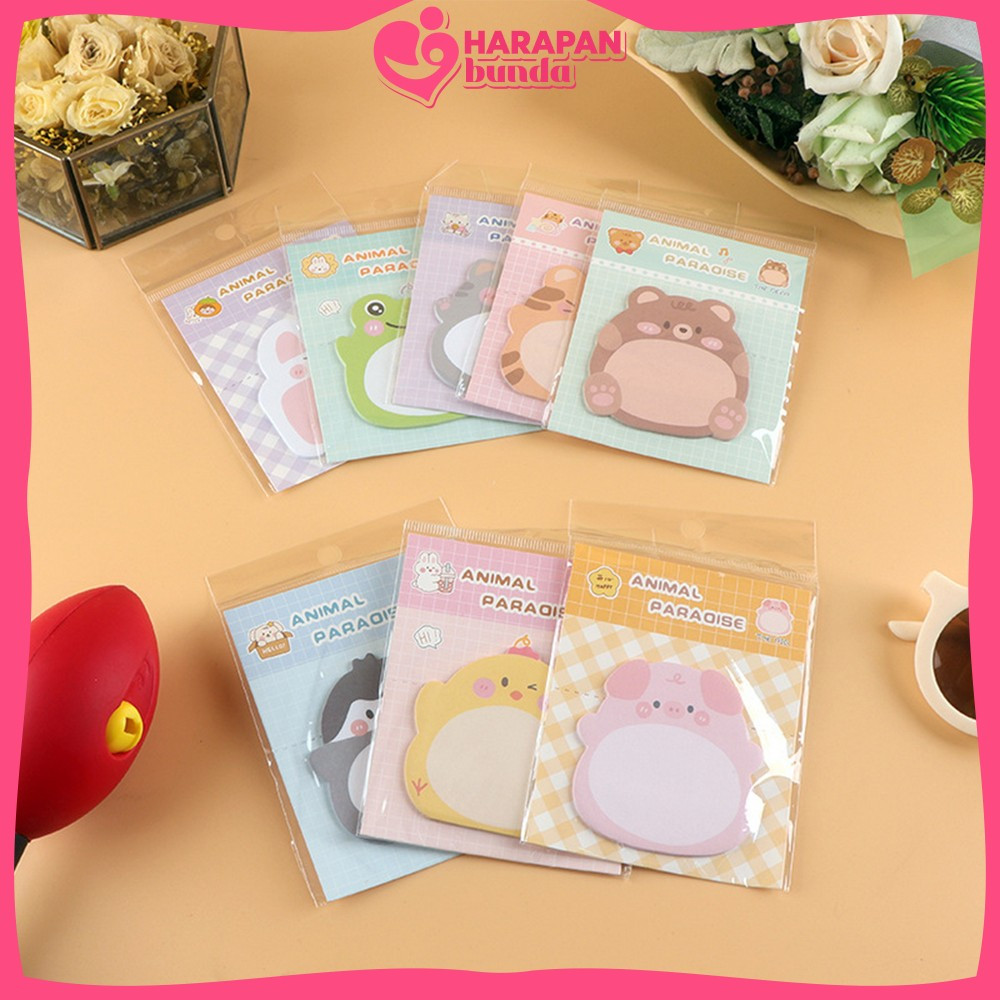 

Tempelan Kertas Sticky Notes Motif Animal Lucu Isi 20 Lembar / Catatan Memo Mini Karakter Hewan Multifungsi Harapan Bunda A103