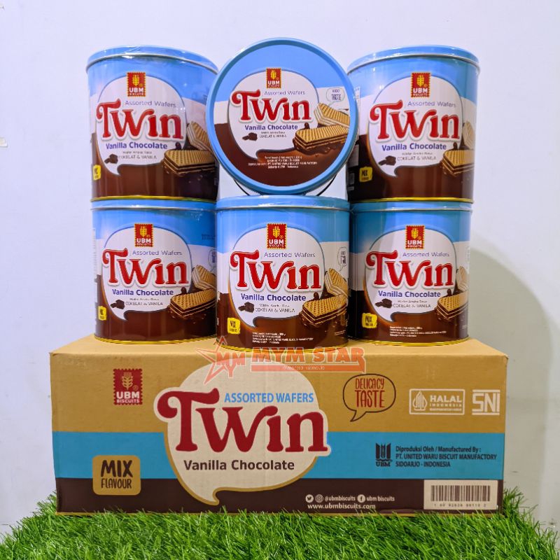 

(1 DUS) UBM Twin Assorted Wafers Vanilla Chocolate Mix Kaleng 270g isi 6
