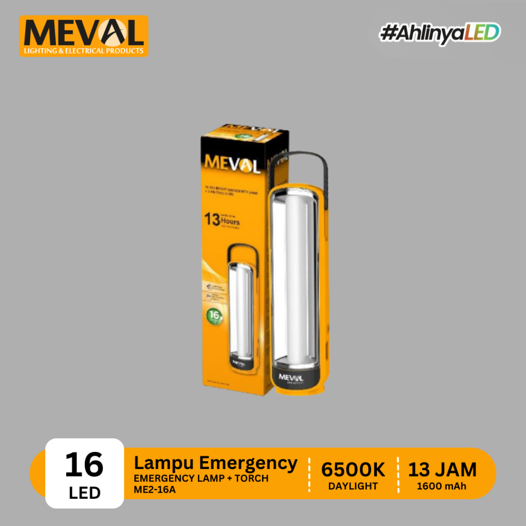 MEVAL Lampu Emergency 16 LED Bright + Senter LED 0.5W - Putih