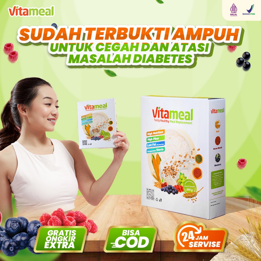 

Vitameal Sereal Sehat - Untuk Membantu Mengurangi dan Mengatasi Diabetes Akut dan Gula Darah Secara Alami Sudah BPOM dan Halal MUI