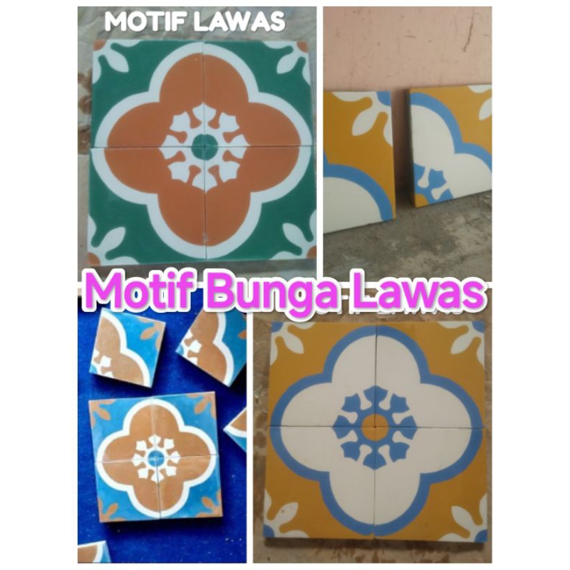 Tegel Motif Bunga Lawas Ubin Keramik 20x20cm Lantai Rumah Antik