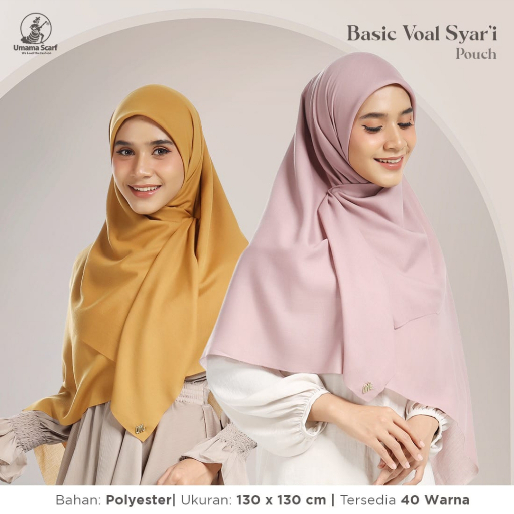 Jilbab Segiempat Syar'i 130x130 Umama Polos Voal Basic Ready Balikpapan