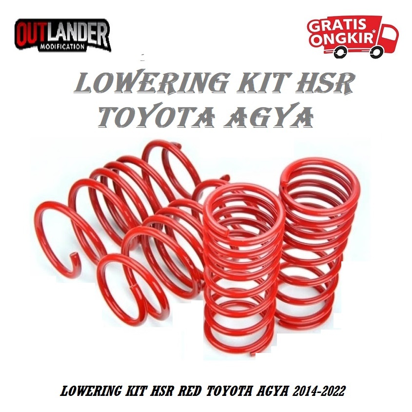 PER MOBIL CEPER LOWERING KIT HSR RED TOYOTA AGYA 2014-2022 / AYLA CALYA SIGRA
