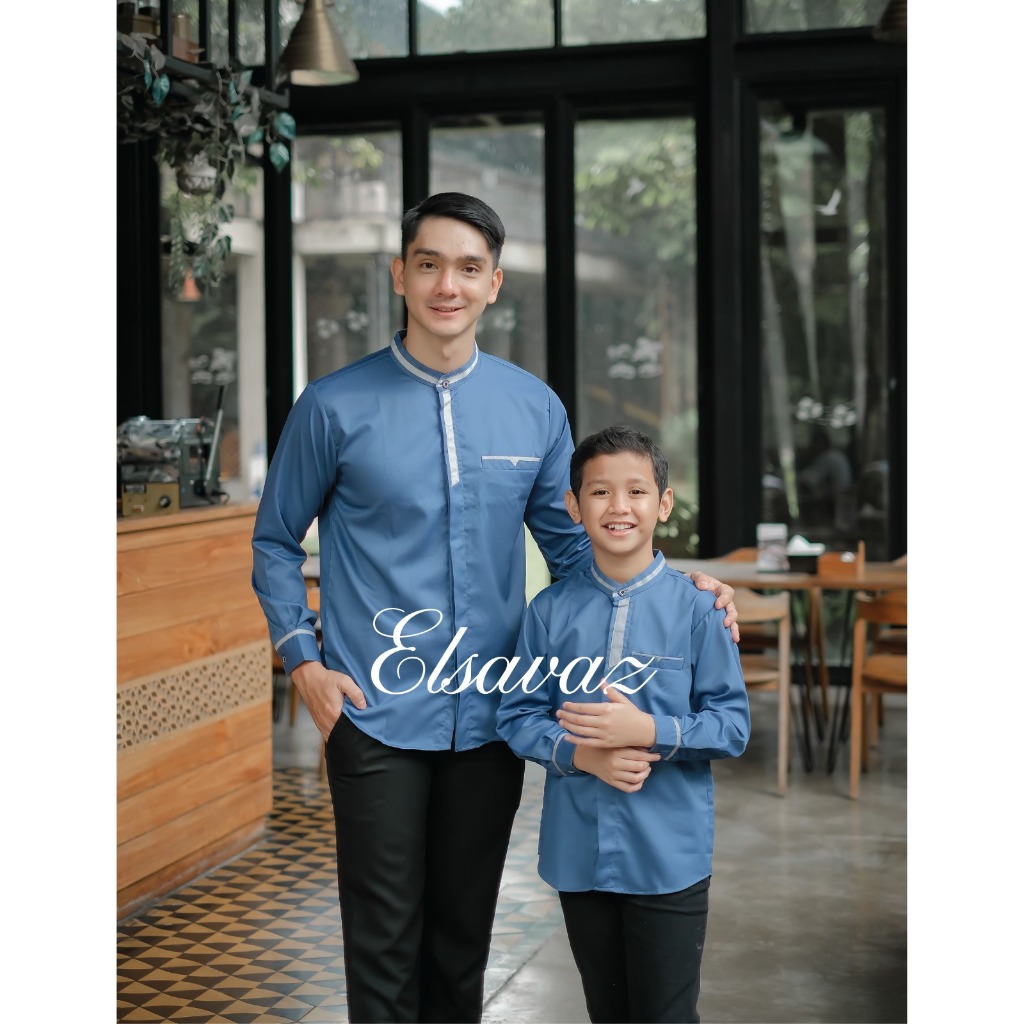 Baju Koko Couple Ayah Anak Laki-laki - Baju Muslim Pria Anak Laki-laki - Baju Muslim Dewasa Lengan P