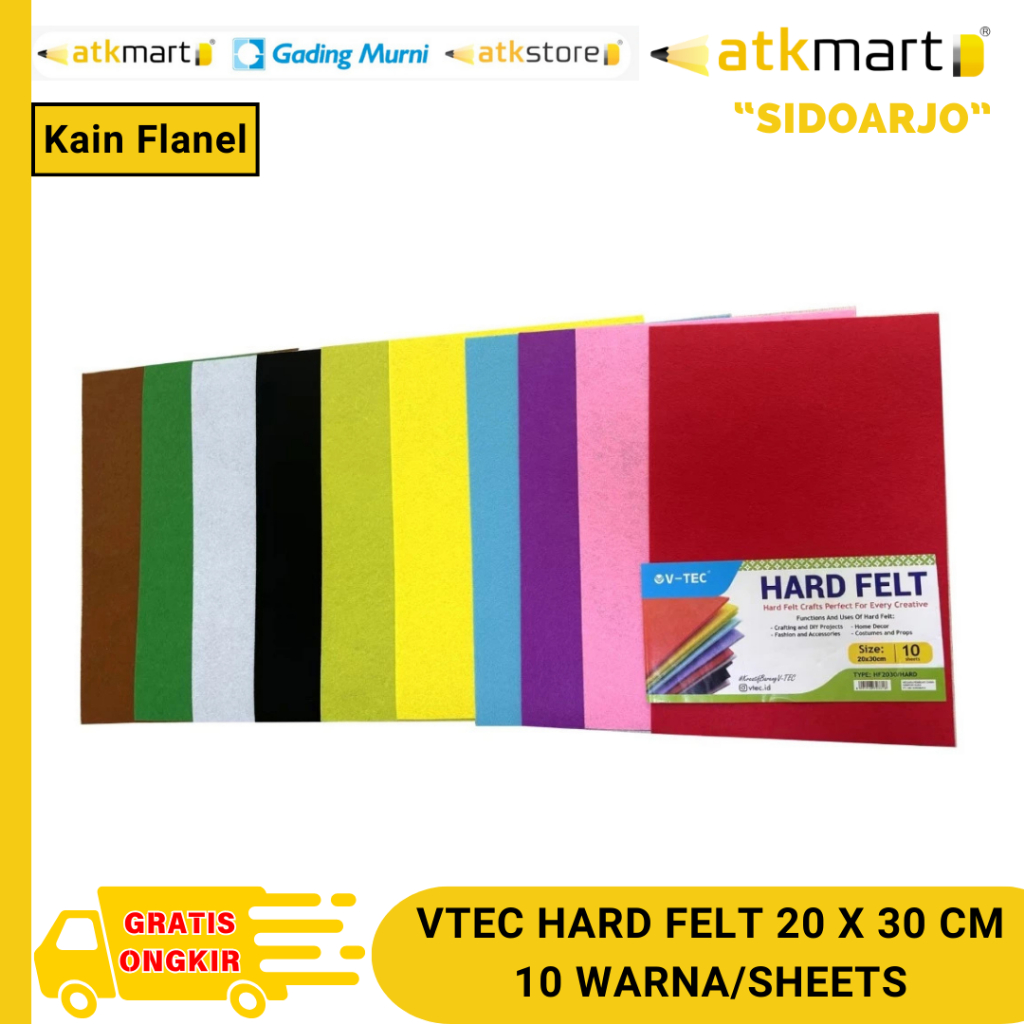 

VTEC HARD FELT KAIN FLANEL 20 X30 CM 10 WARNA