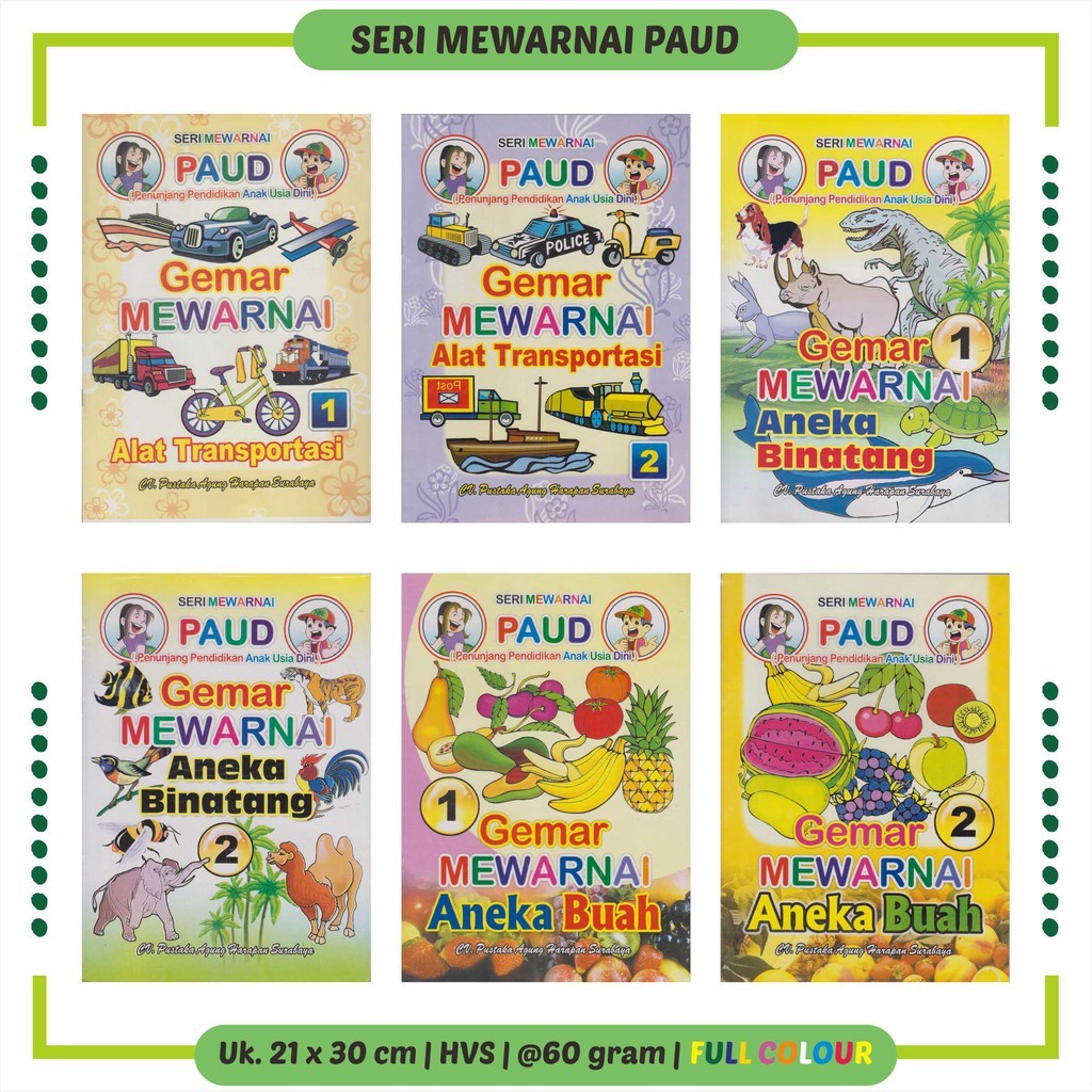 *FRAULEINCO* Buku PAUD Ukuran Besar Gemar Mewarnai