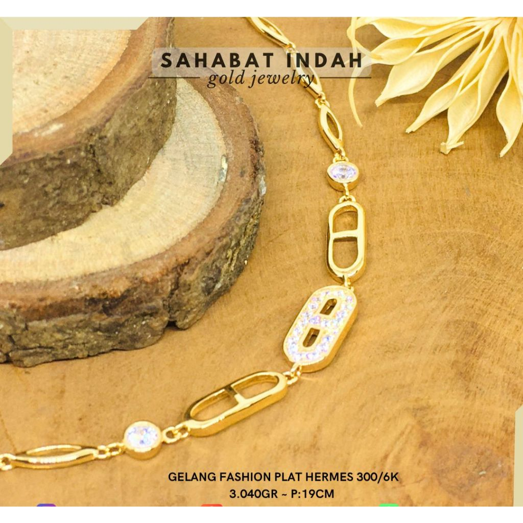 Gelang Emas Plat Kadar 300/6K