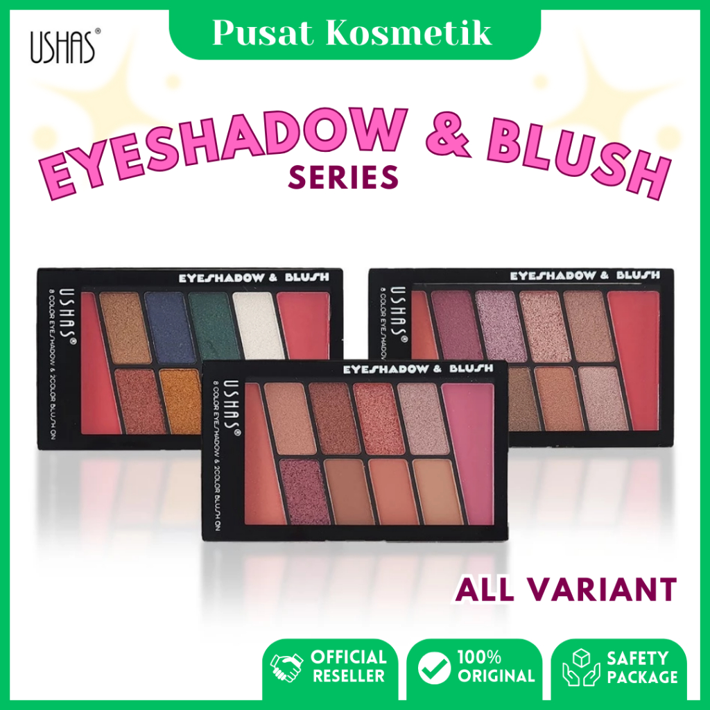 USHAS ES2866 8 COLOR EYESHADOW & 2 COLOR BLUSH ON 11.4 G | GLITTER POWDER MATTE EYE SHADOW
