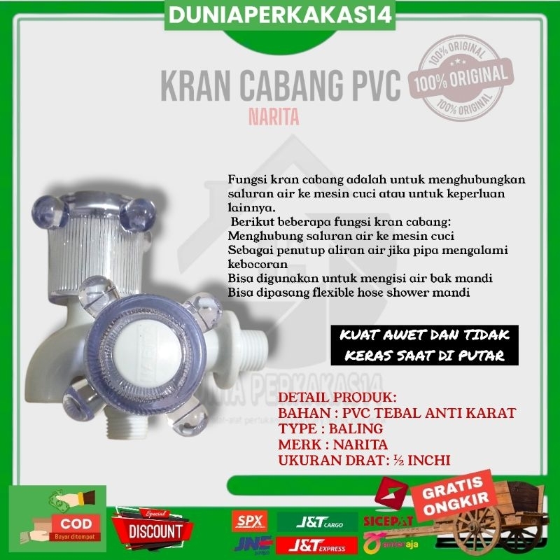 KRAN CABANG PVC / KRAN DOUBLE PVC NARITA