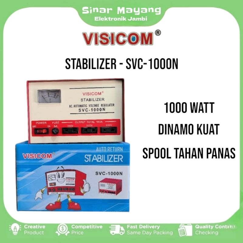 Stabilizer VISICOM SVC-1000N/ Stavol Listrik 1000 Watt/ Dinamo Kuat dan Spool Tahan Panas