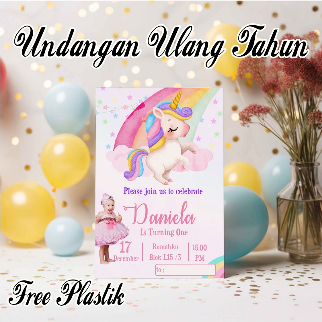

Cetak Undangan Ulang Tahun Anak Unik Custom Unicorn Kartu Ultah Murah