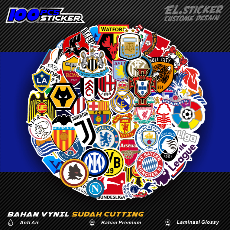 

Stiker Pack Bola PL LA LIGA Vinyl Waterproof untuk Sticker Buku Journal Casing HP Laptop Tumbler