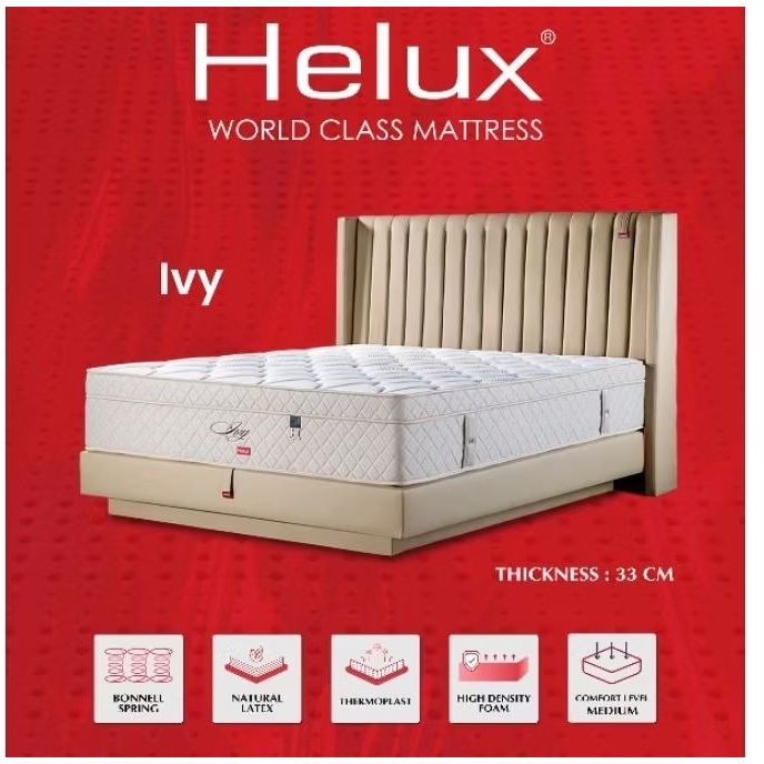 Matras Helux type Ivy tebal kasur 33cm, ukuran lengkap jenis ada set original resmi Helux lengkap ga
