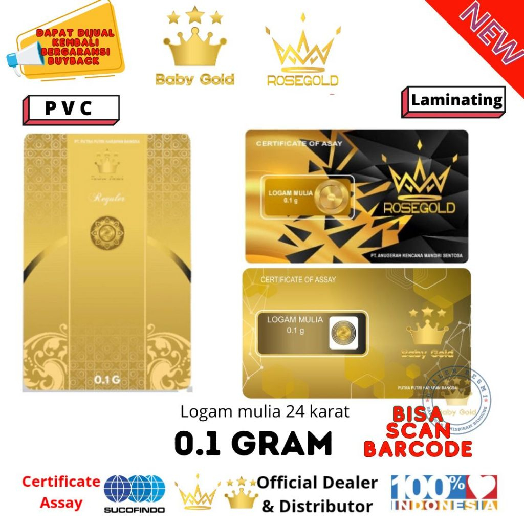 BABY GOLD / ROSE GOLD 0.1 GRAM LOGAM MULIA EMAS MURNI