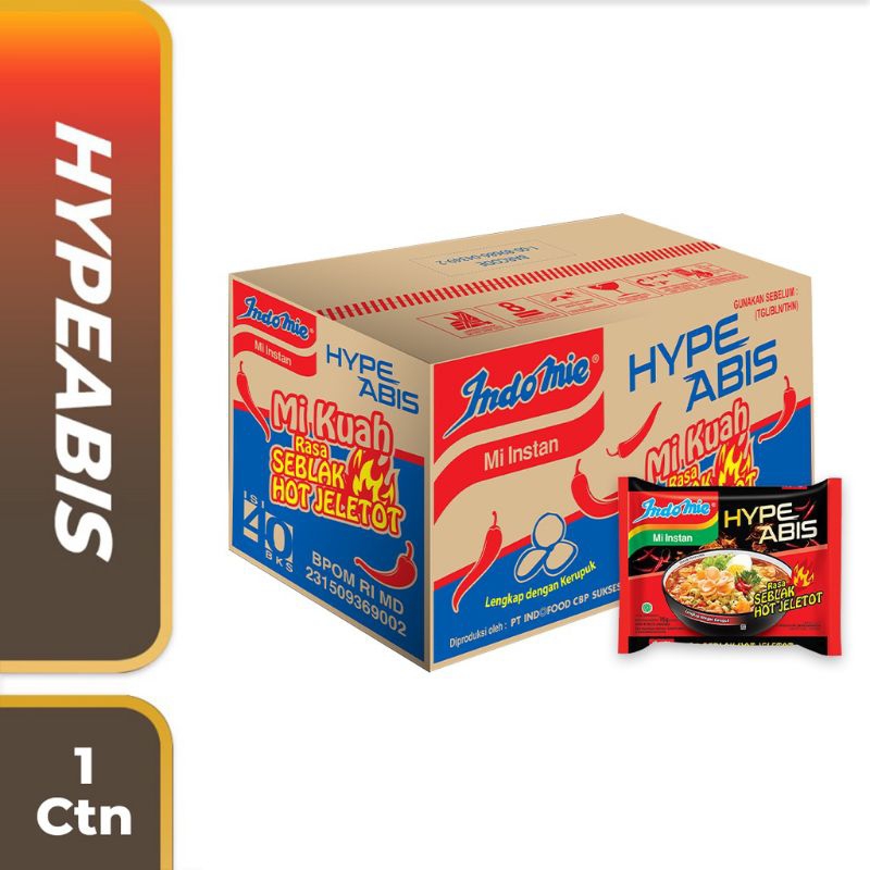 

1 Dus isi 40 pcs - Indomie HypeAbis Rasa Seblak Hot Jeletot Harga Promo
