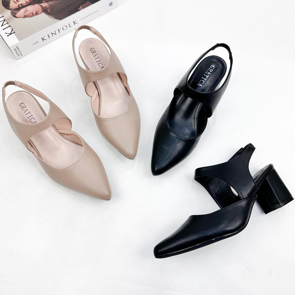Sepatu Heels Wanita Hitam Lancip Import Hak Tahu 7 cm Gratica 9382-1