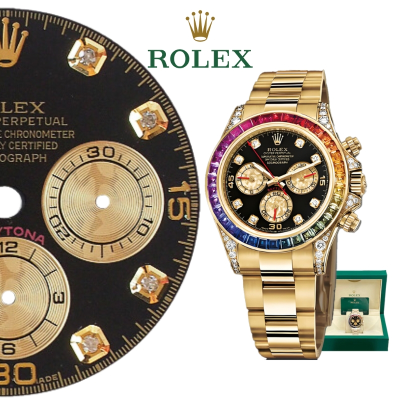 【100% ASLI】Jam Tangan Rolex pria Rolex Seri Rainbow Dee 116598 RBOW 40 mm Emas 18 karat lugs bertata
