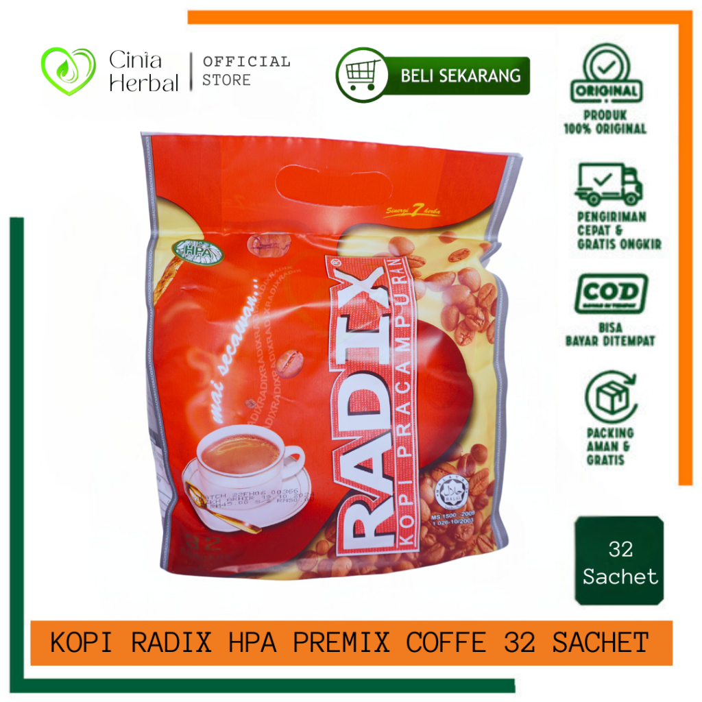 

Kopi Radix | Kopi Radix Hpa | Premix Coffee 32 Sachets ORIGINAL | Kopi Radix