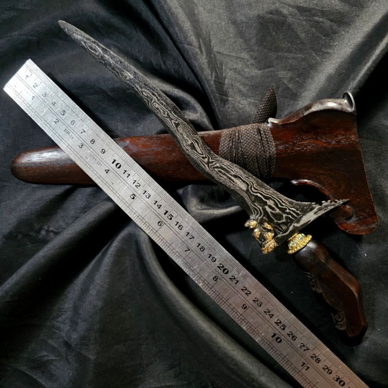 Keris Patrem Singo Luk 3 Kinatah Sepuh Emas Panor Benda Segada