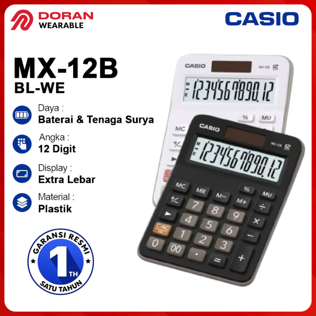 

CASIO Kalkulator Casio MX-12B | Casio MX-12B | Calculator Casio MX-12B (12 Digit) Black & White - Garansi 1 Tahun