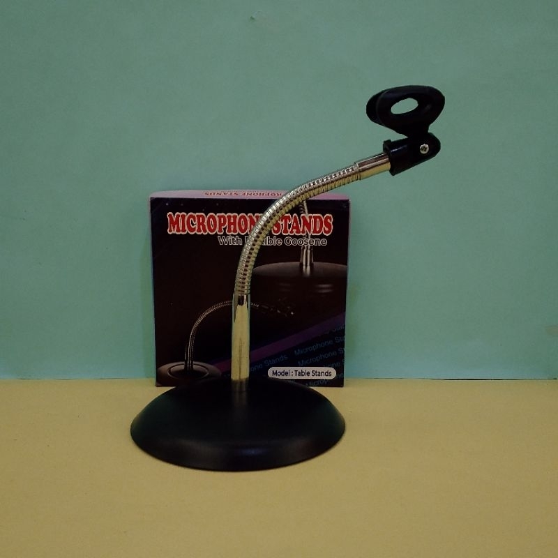 Stand Mic Meja Besi Fleksibel+Holder Mic