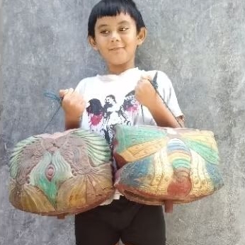 Sepasang kluntungan kentongan jumbo ukiran