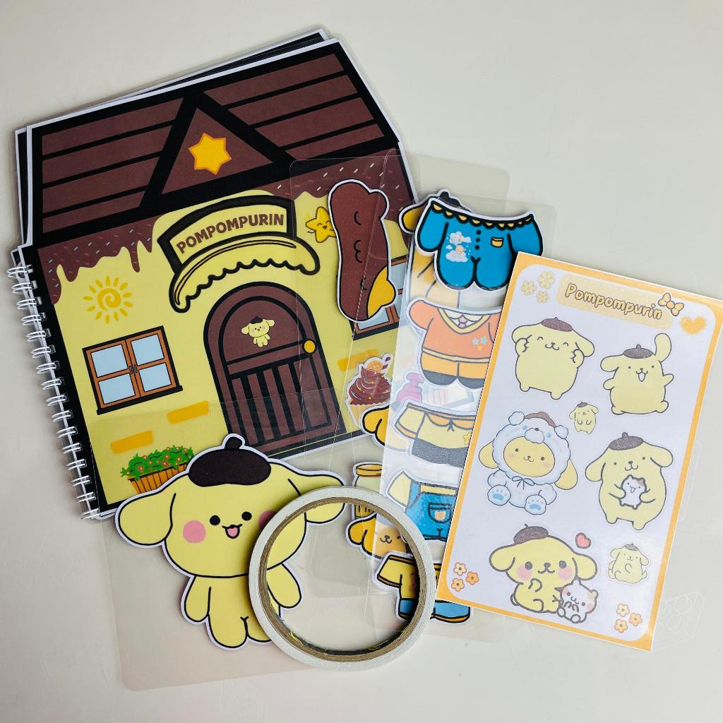 Paper Doll Sanrio Pompompurin Mainan Edukasi Bongkar Pasang